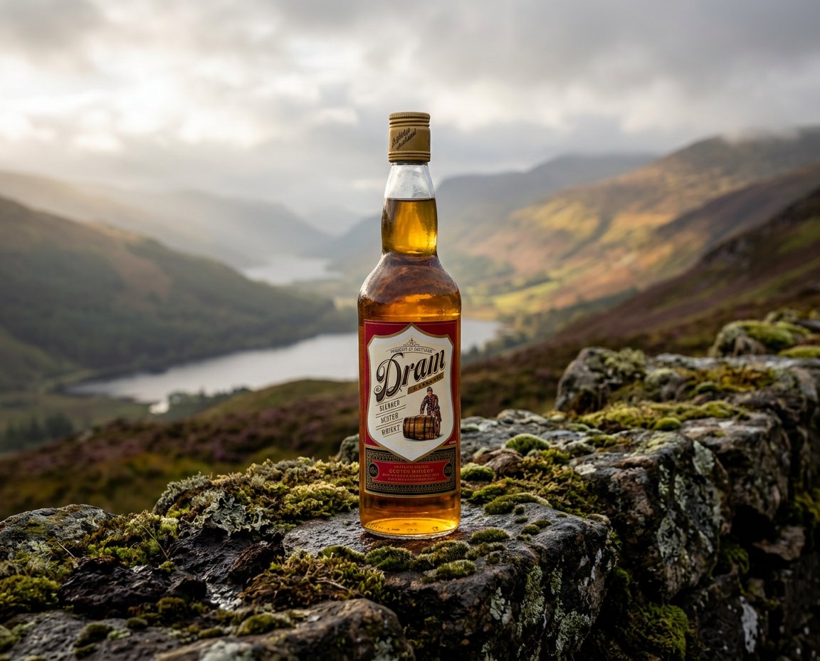 Dram Loch on a mossy Highland rock, overlooking a loch